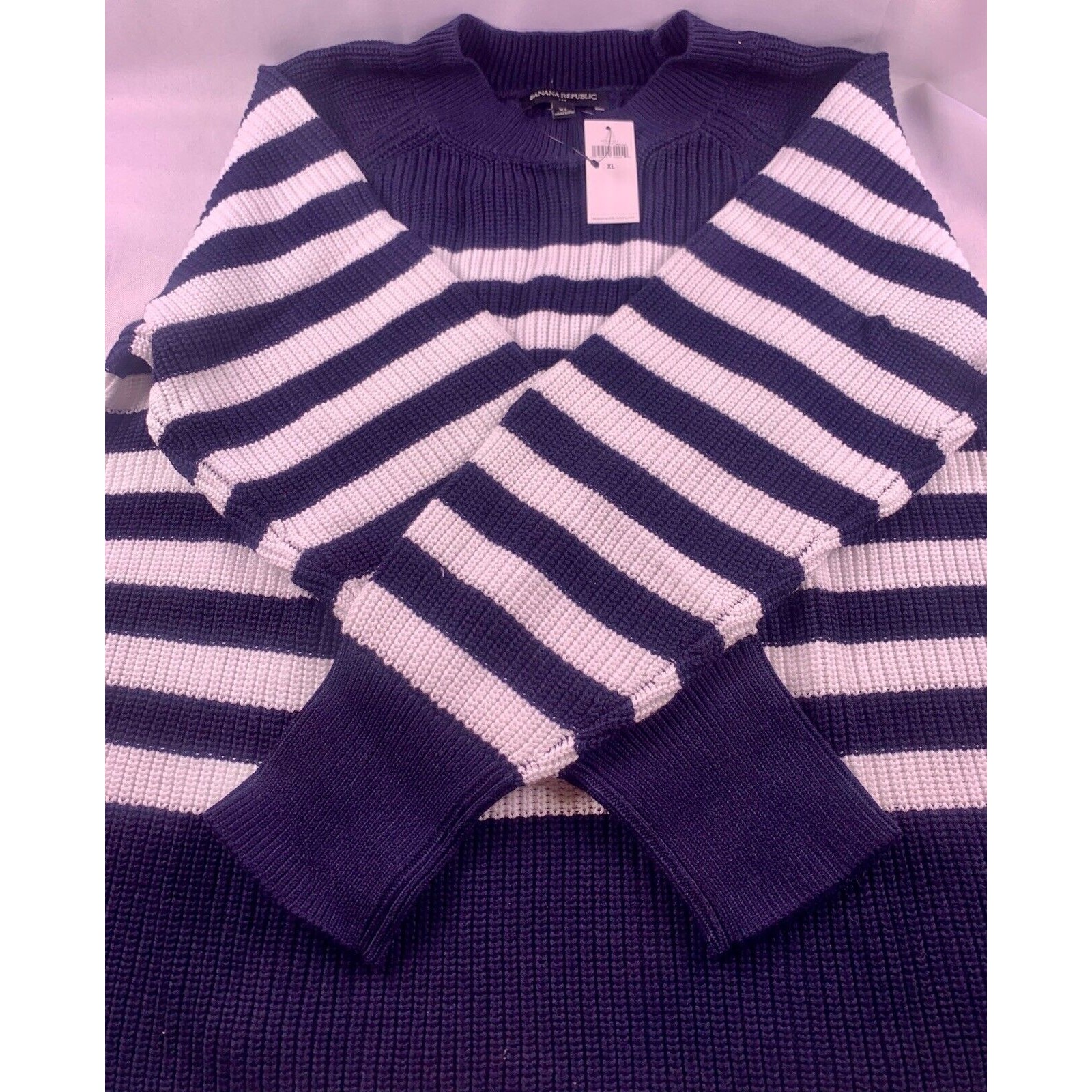 Banana Republic New Women’s Sweater Navy/White Striped Nwt Xl